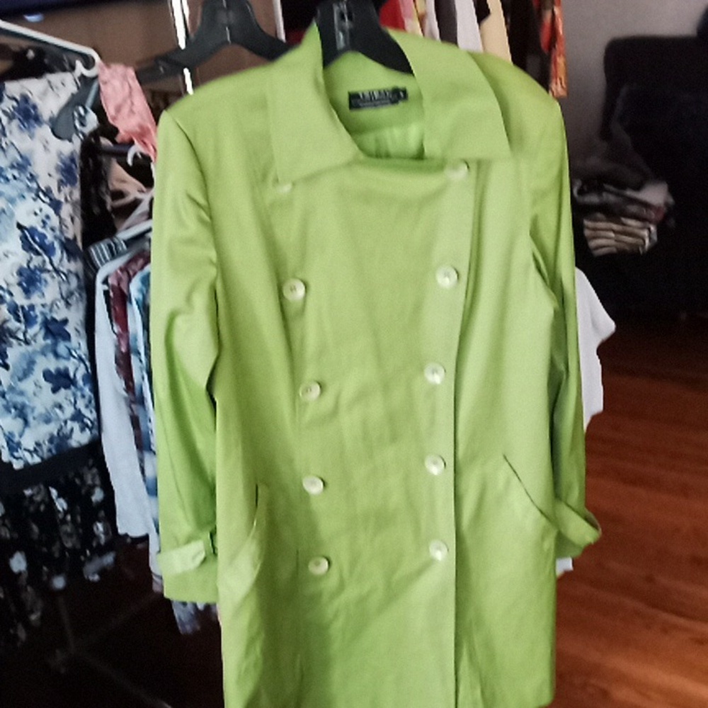 Tribal Milano Double-Breasted Trench Coat in Lime Green